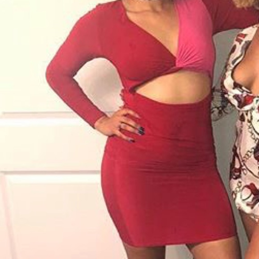 Red cut out dress